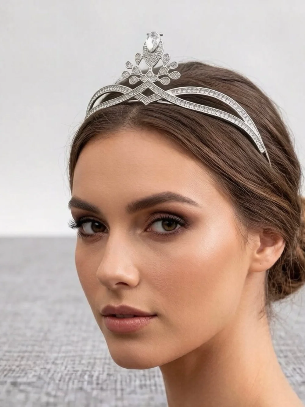 Silver Crystal Bridal Tiara - Elegant Wedding Headpiece
